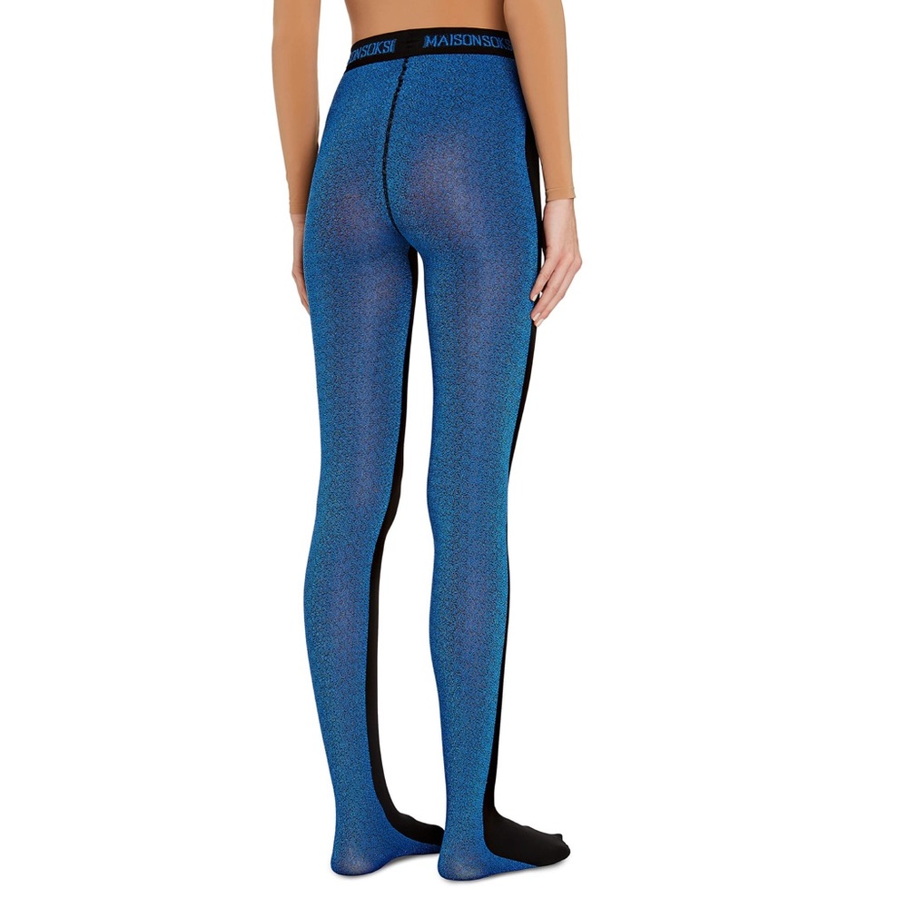 Maison Soksi electric blue black No Soul colorblock tights